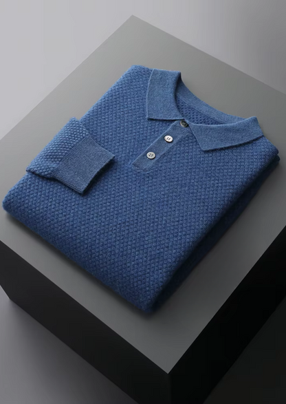 Premium Cashmere Textured Sweater Polo | Solmar