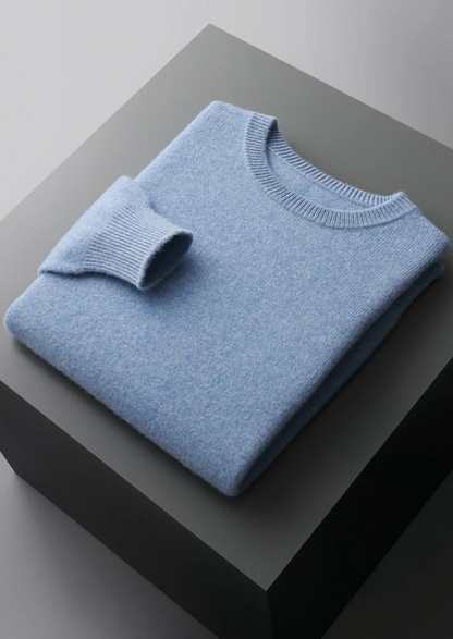 Jersey Clásico de Cuello Redondo de Lana Merino Extrafina Pura