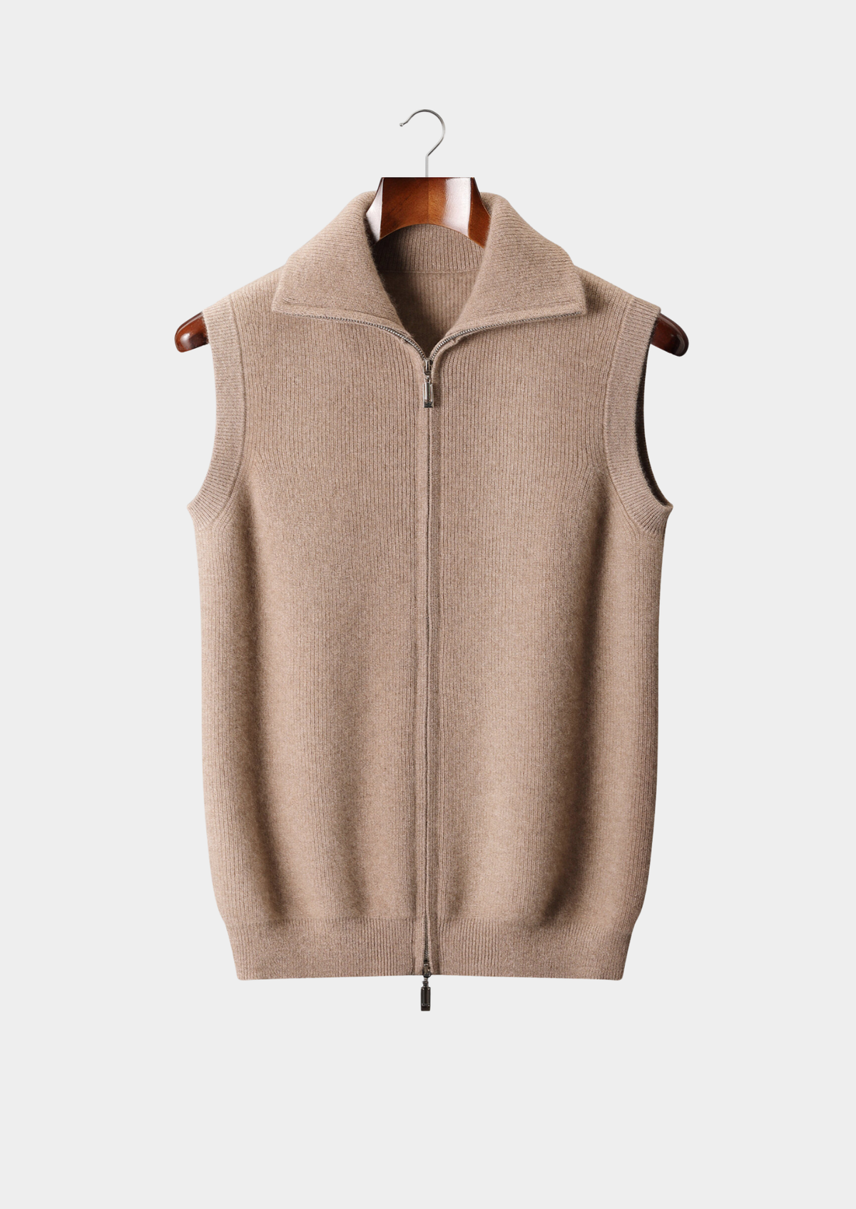 Pure Cashmere Beige Body Warmer Vest | Solmar