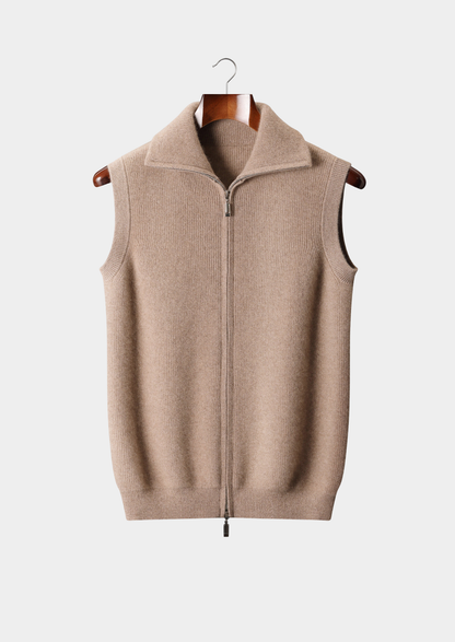 Pure Cashmere Beige Body Warmer Vest | Solmar