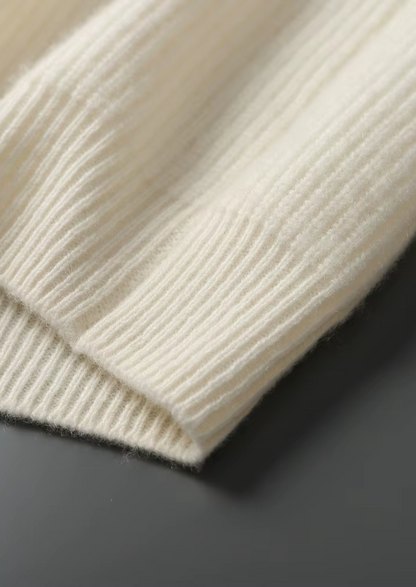 Premium Cashmere Ribbed V-Neck Sweater | Solmar