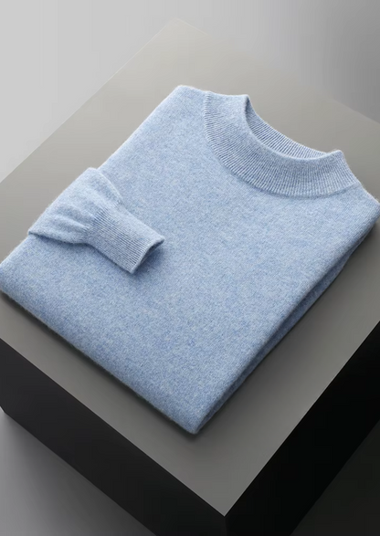 Jersey Clásico de Cuello Semi Alto de Lana Merino Extrafina Pura