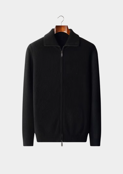 Pure Extra-Fine Merino Wool Funnel Neck Dual Zip Cardigan | Solmar