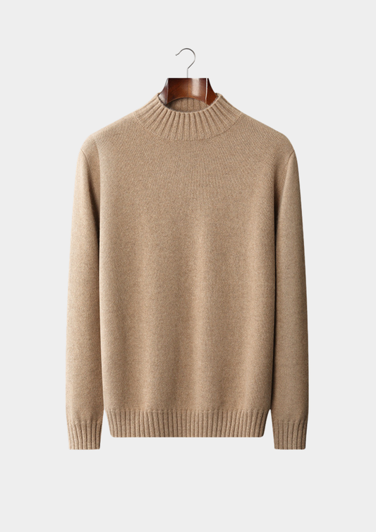 Pure Cashmere Beige Mockneck Sweater | Solmar