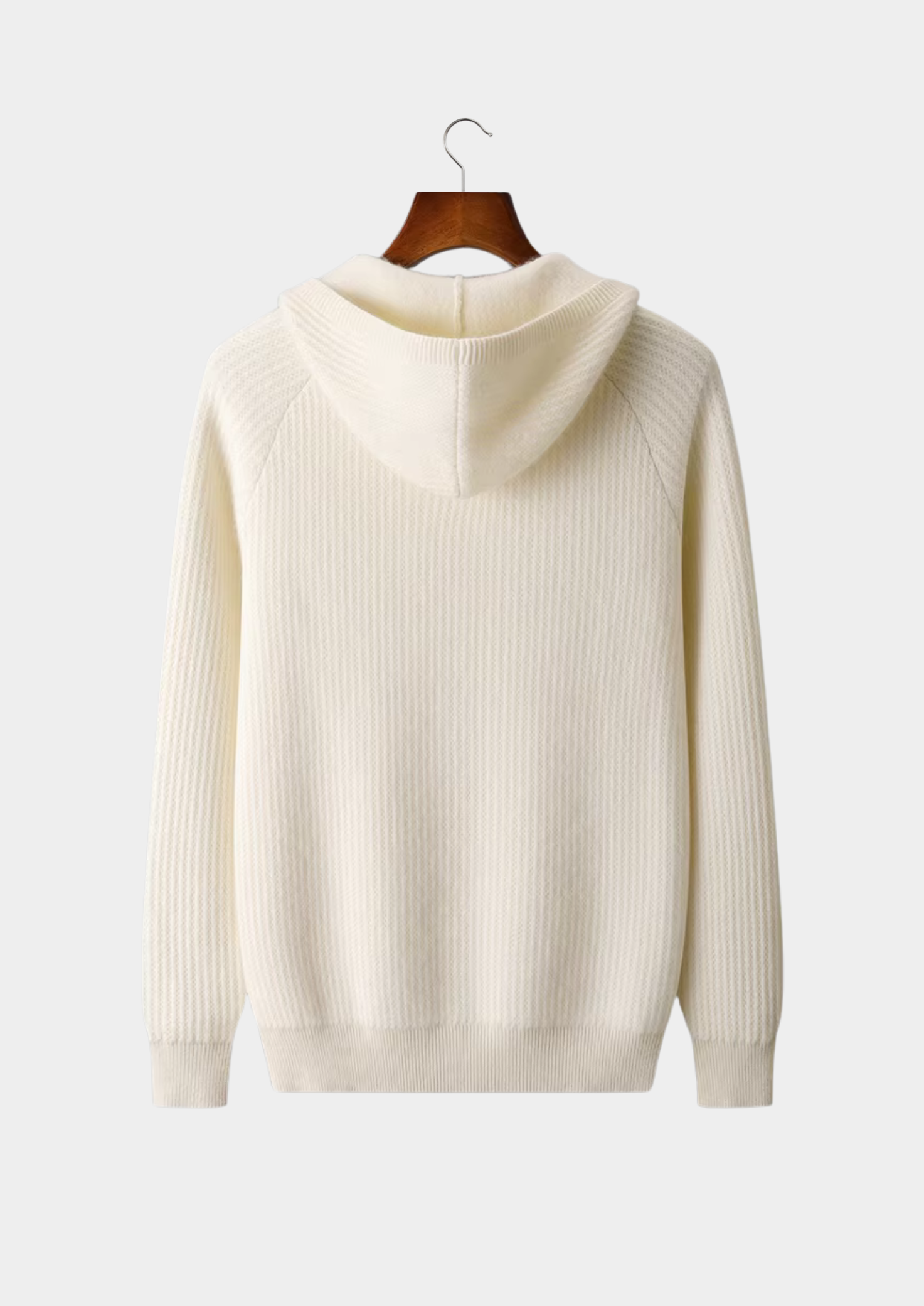 Pure Extra-Fine Merino Wool Ribbed Zipper Hoodie | Solmar