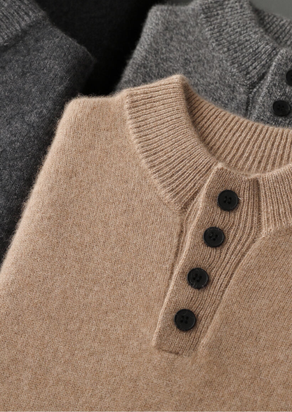 Pure Cashmere Beige Button Sweater | Solmar