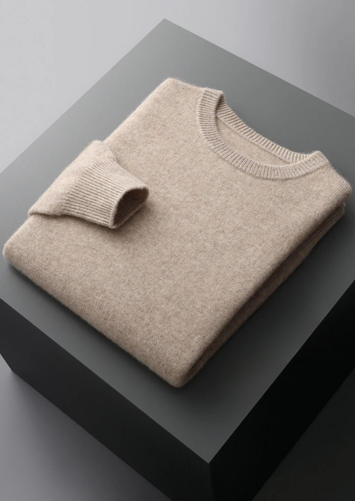 Jersey Clásico de Cuello Redondo de Lana Merino Extrafina Pura