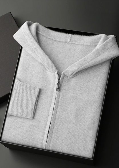Sudadera con Capucha y Cremallera de Cachemira Premium