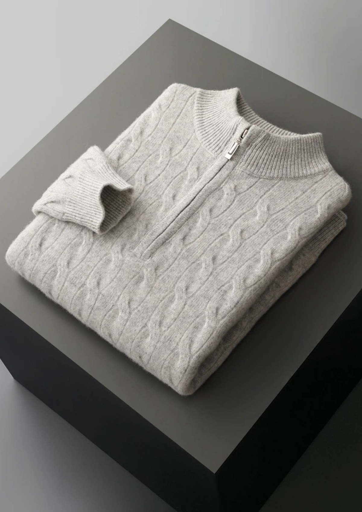 Pure Extra-Fine Merino Wool Cable Half Zip | Solmar