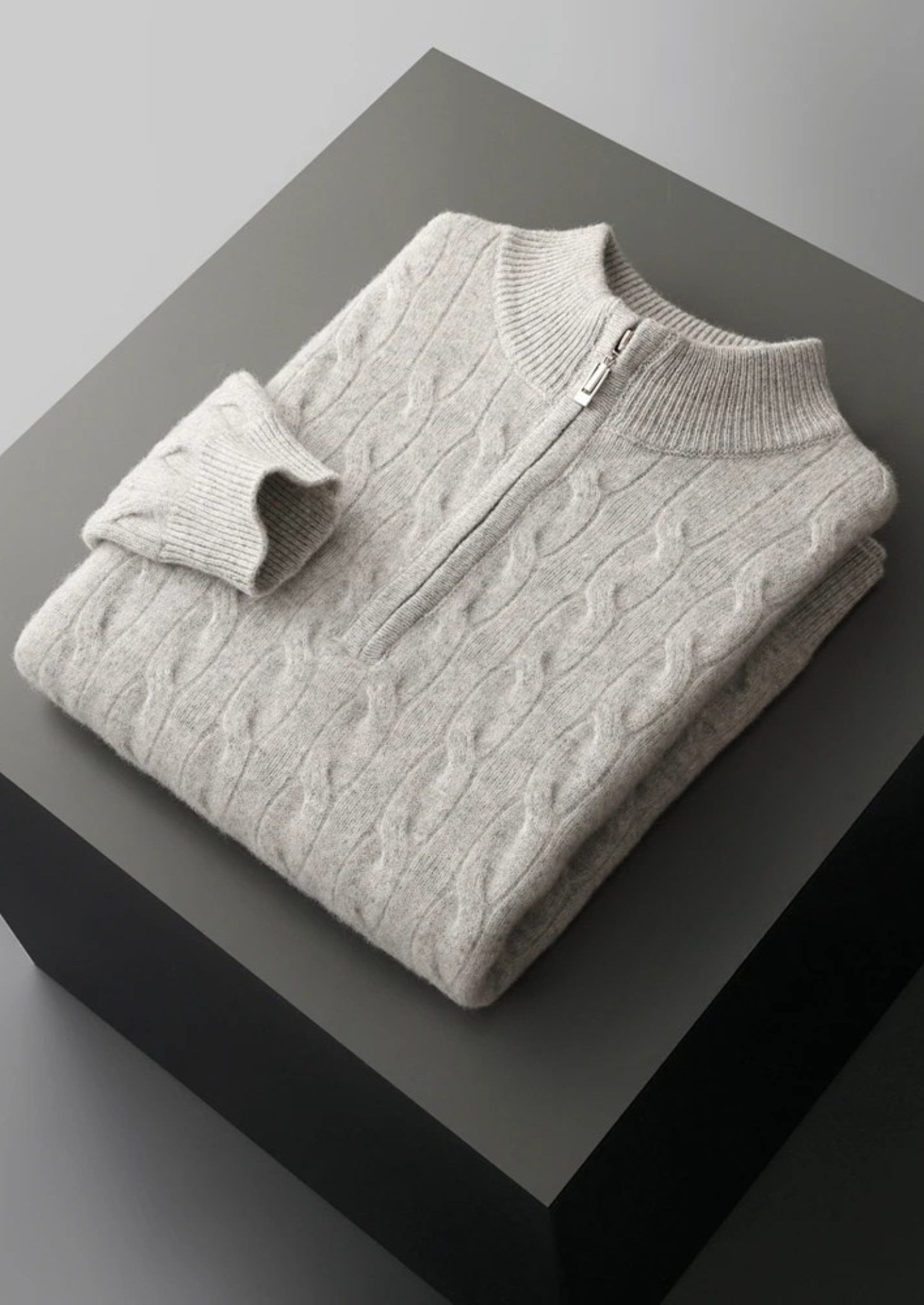 Pure Extra-Fine Merino Wool Cable Half Zip | Solmar