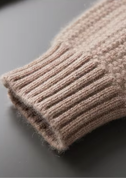 Pure Cashmere Beige Heavyweight Crewneck | Solmar