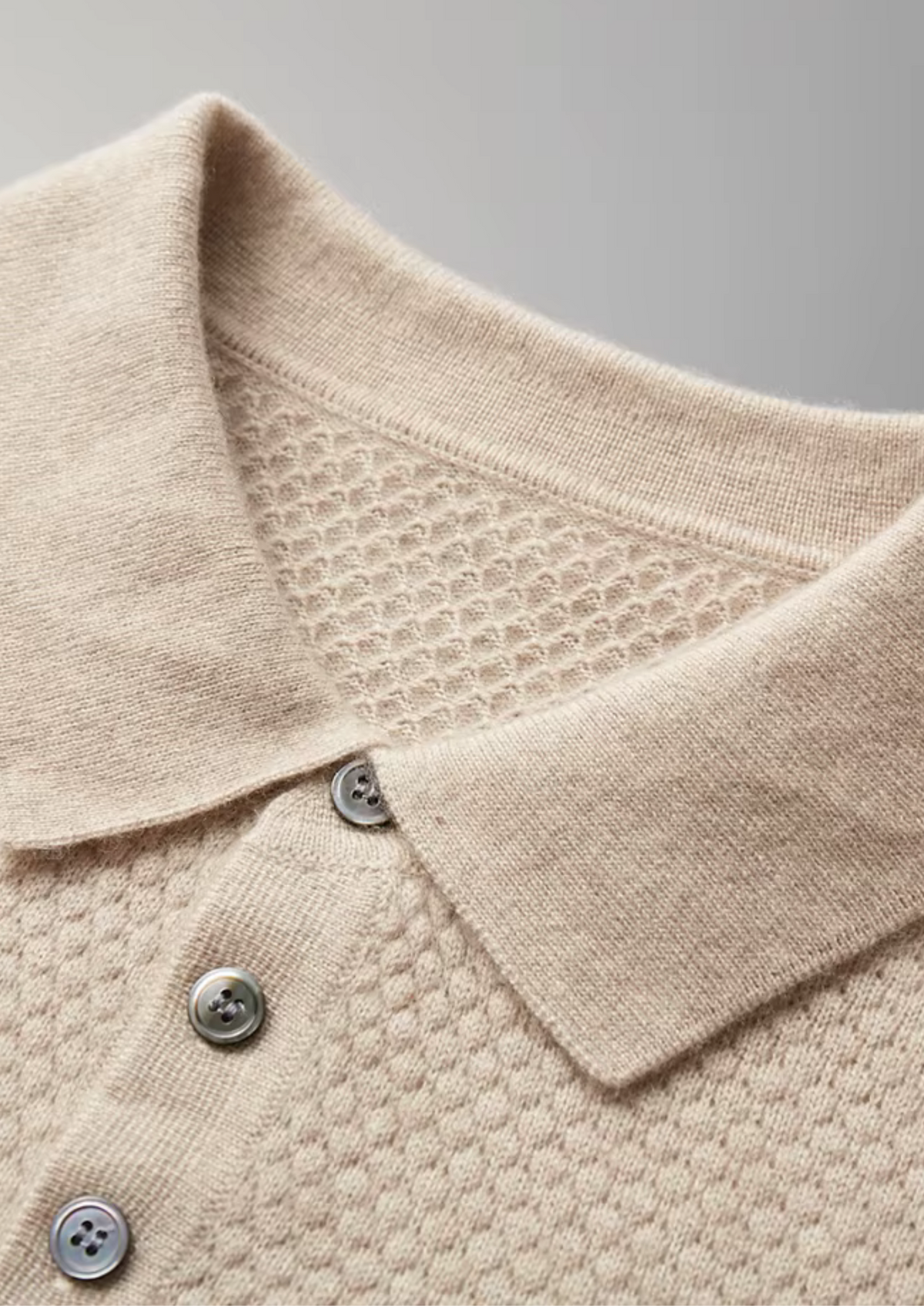 Premium Cashmere Textured Sweater Polo | Solmar