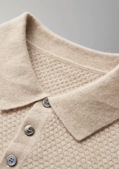 Premium Cashmere Textured Sweater Polo | Solmar