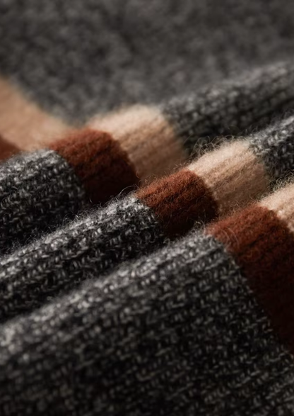 Pure Cashmere Striped Zip Cardigan | Solmar