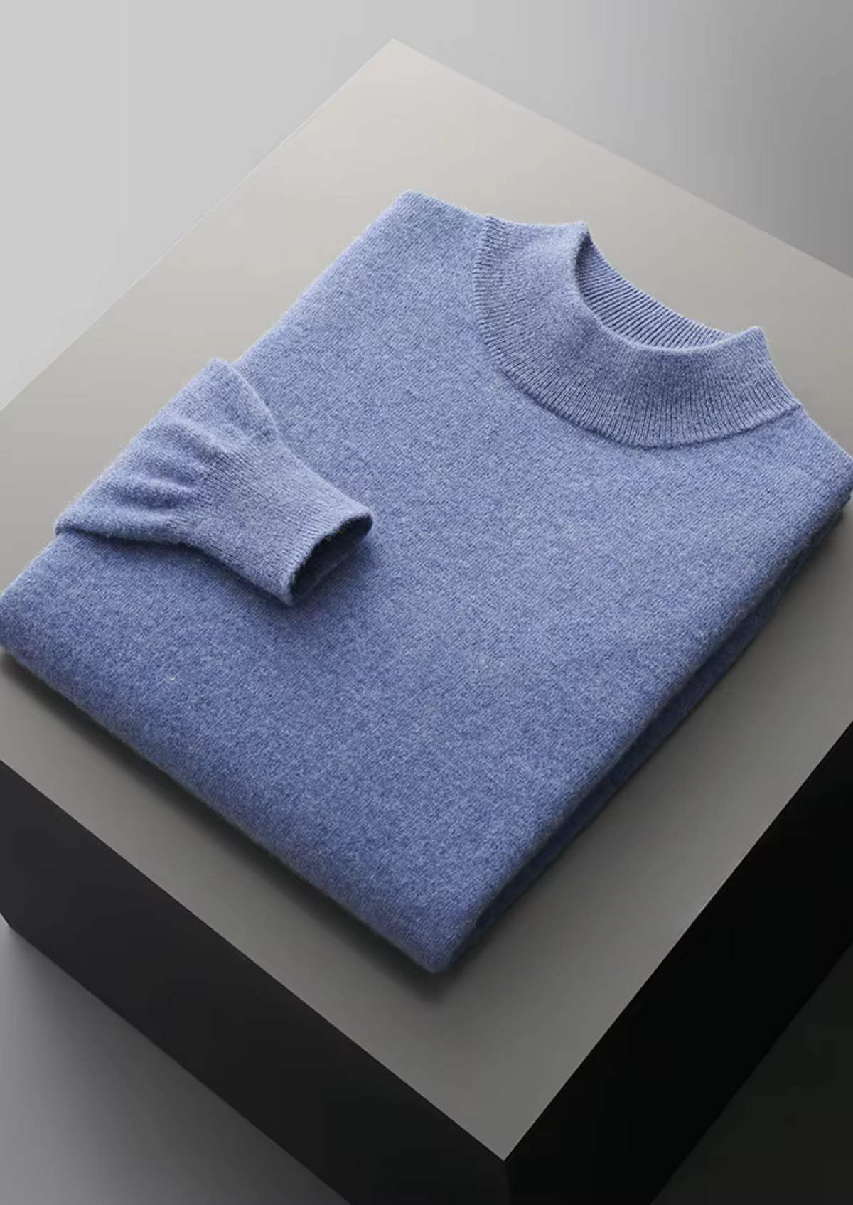 Jersey Clásico de Cuello Semi Alto de Lana Merino Extrafina Pura
