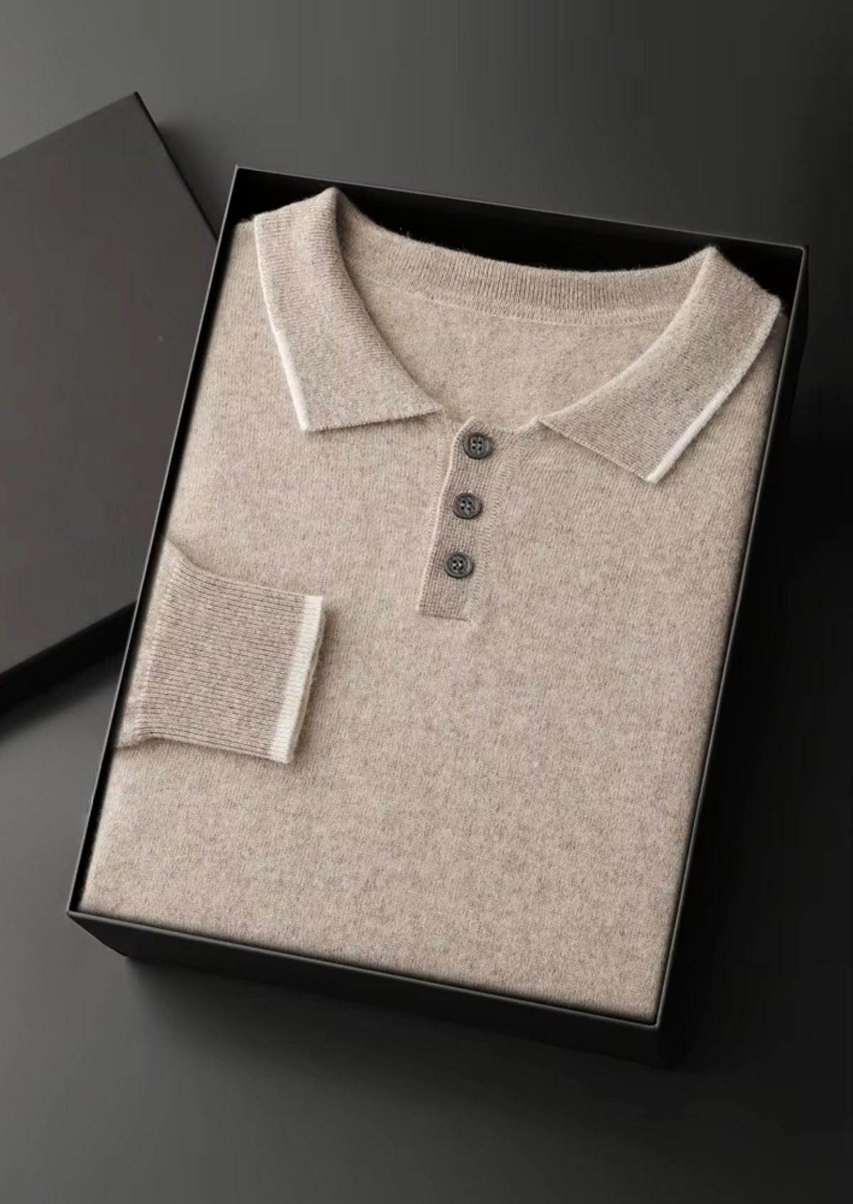 Premium Cashmere Two Tone Button Polo | Solmar