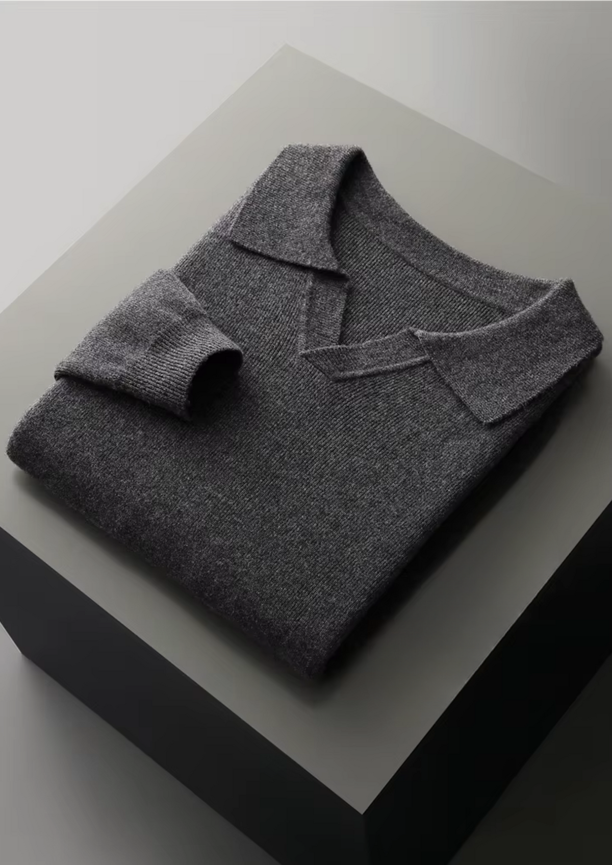 Pure Extra-Fine Merino Wool Ribbed Buttonless Polo | Solmar