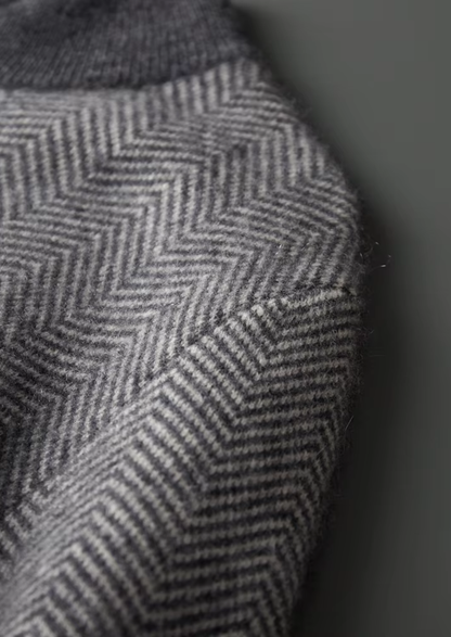 Pure Extra-Fine Merino Wool Gray Herringbone Set | Solmar