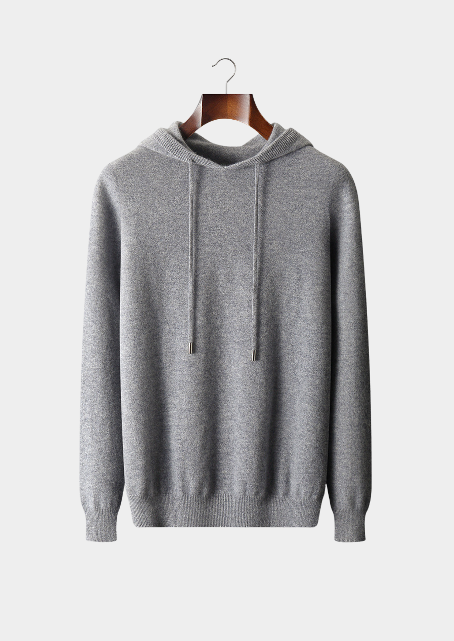 Pure Extra-Fine Merino Wool Light Gray Leisure Hoodie | Solmar