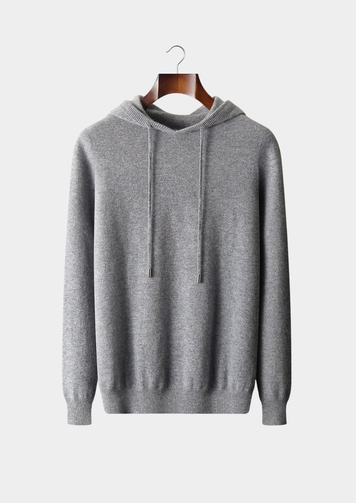 Pure Extra-Fine Merino Wool Light Gray Leisure Hoodie | Solmar