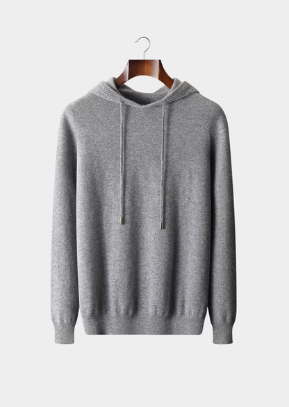 Pure Extra-Fine Merino Wool Light Gray Leisure Hoodie | Solmar