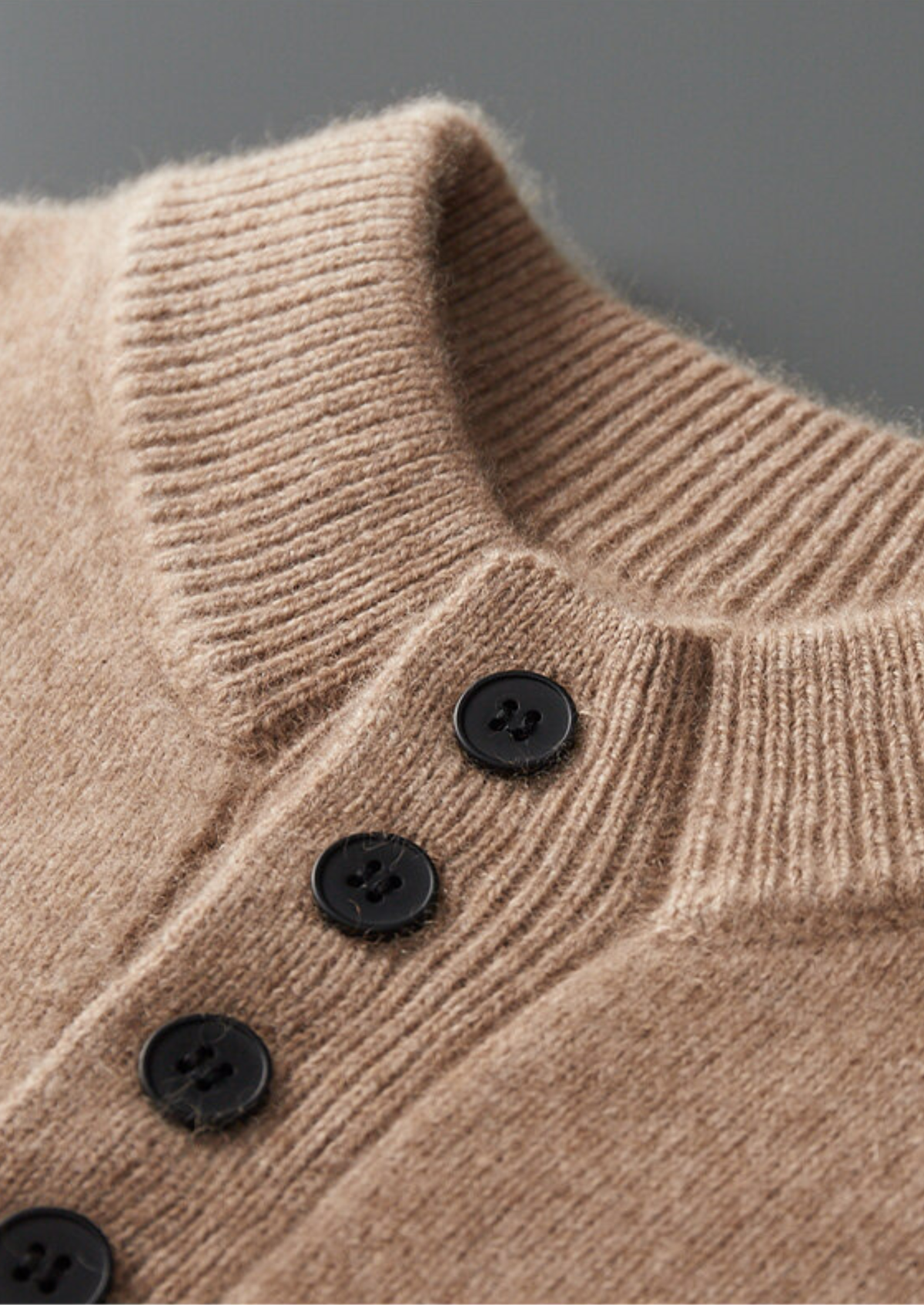 Pure Cashmere Beige Button Sweater | Solmar
