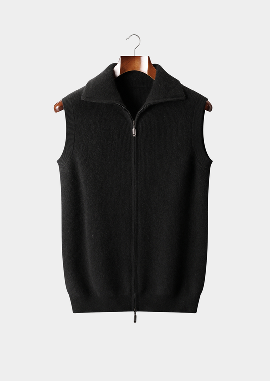 Pure Cashmere Black Body Warmer Vest | Solmar