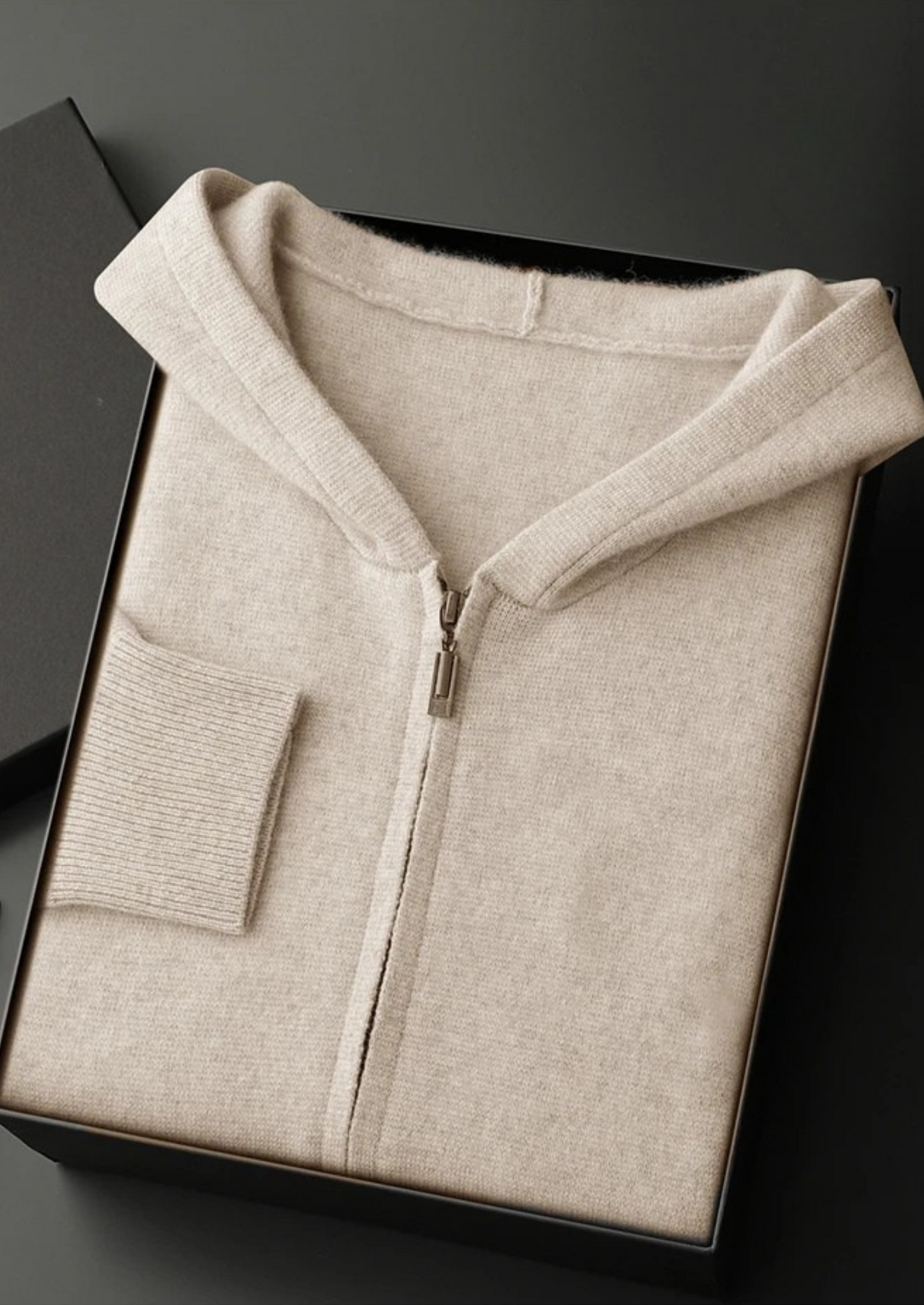 Sudadera con Capucha y Cremallera de Cachemira Premium