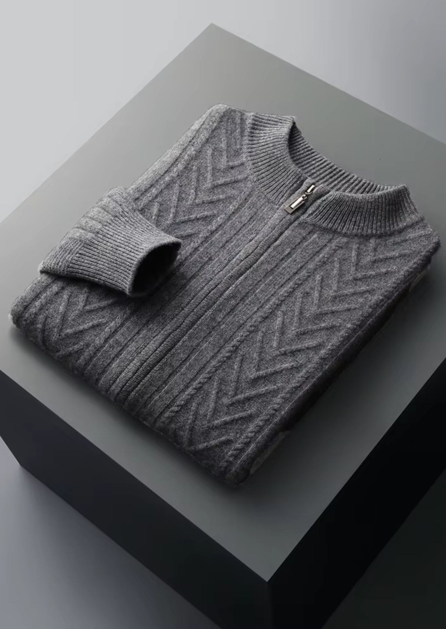 Pure Extra-Fine Merino Wool Patterned Zip Cardigan | Solmar