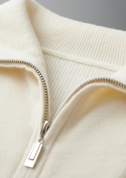 Premium Cashmere Ribbed Half-Zip Sweater | Solmar