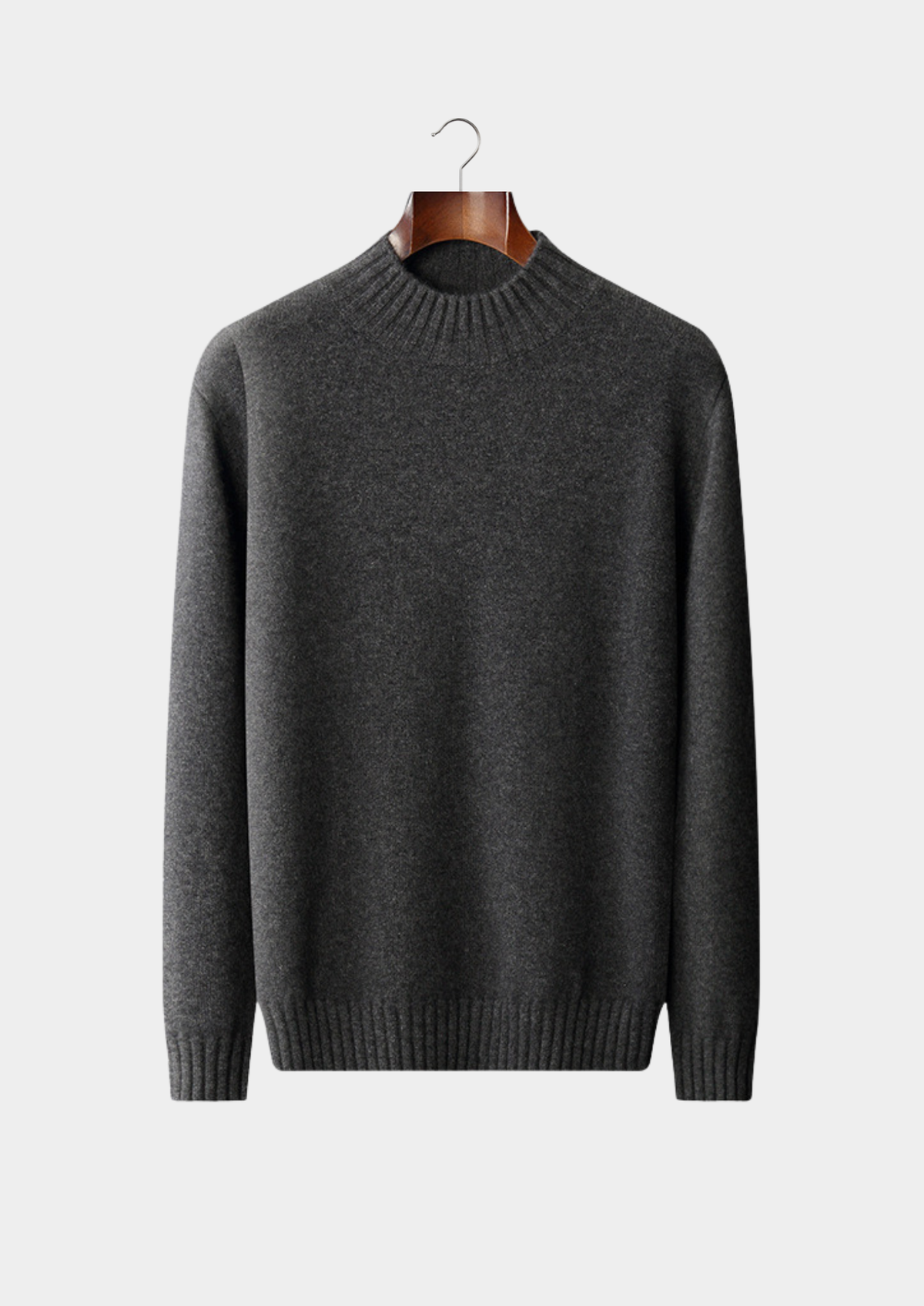 Pure Cashmere Dark Gray Mockneck Sweater | Solmar
