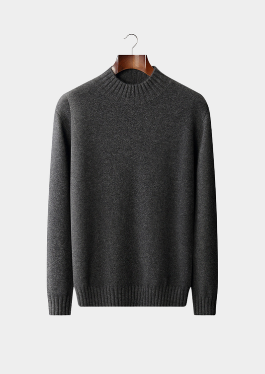 Pure Cashmere Dark Gray Mockneck Sweater | Solmar