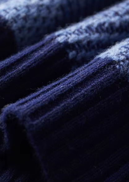 Pure Extra-Fine Merino Wool Two Tone Patterned Mockneck | Solmar