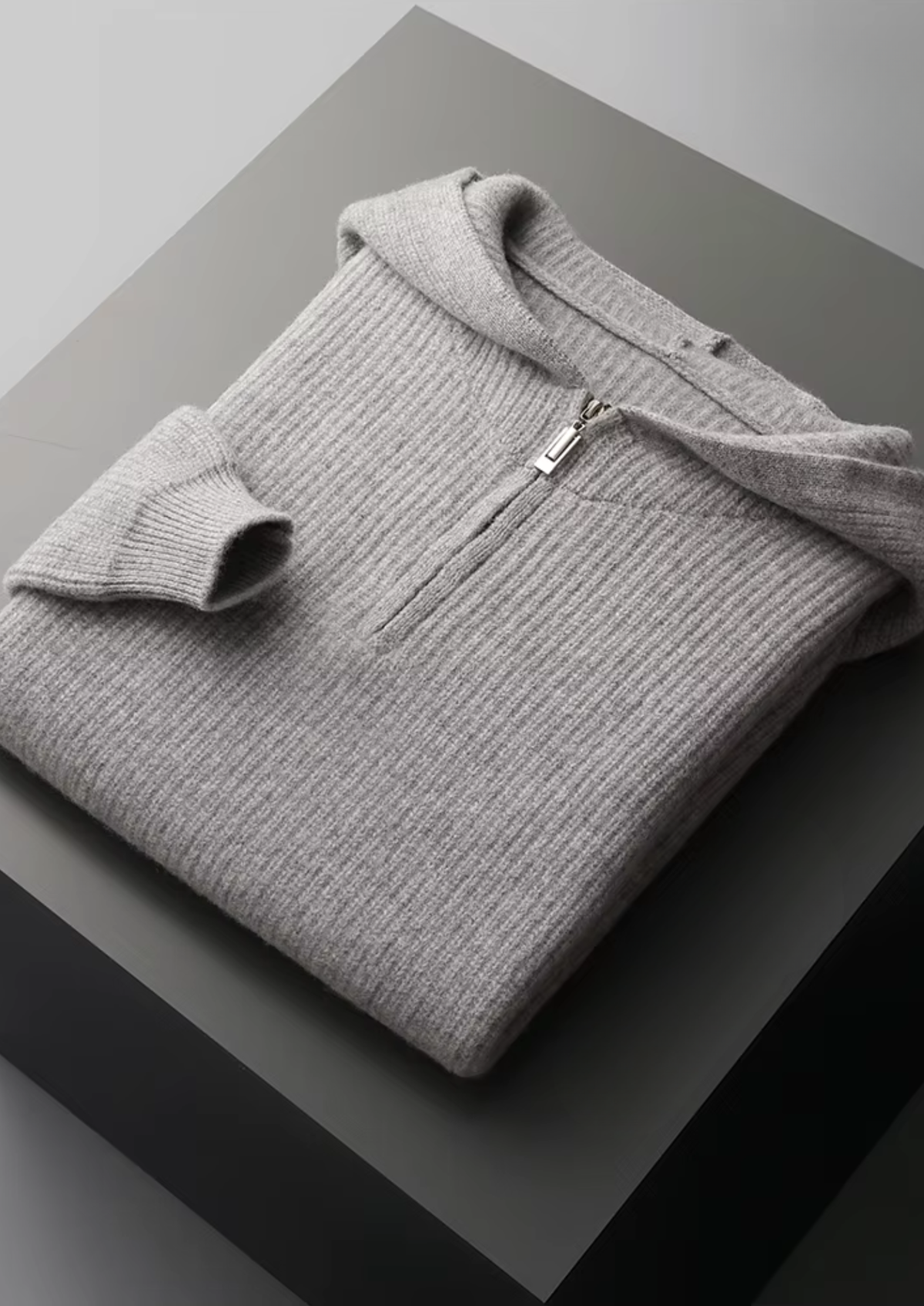 Pure Extra-Fine Merino Wool Half Zipper Hoodie | Solmar