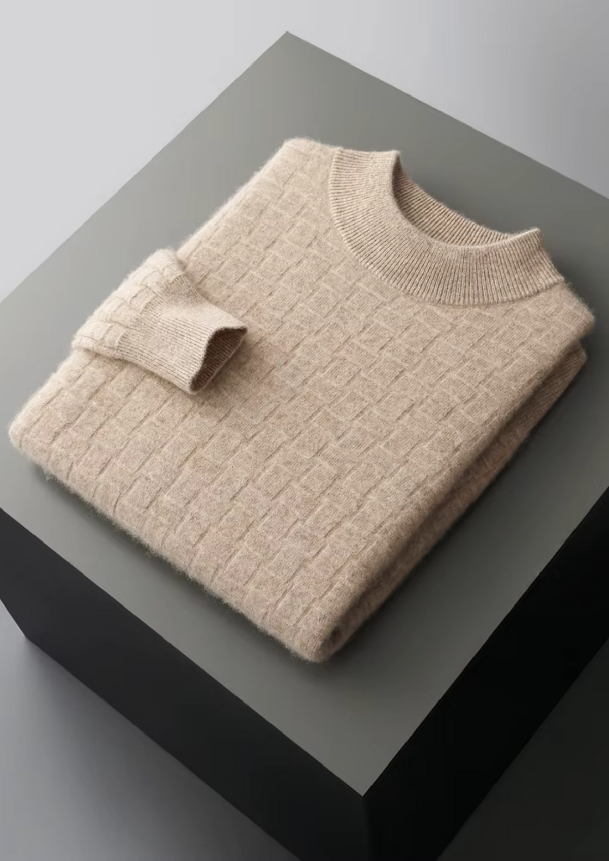 Pure Extra-Fine Merino Wool Textured Mockneck | Solmar