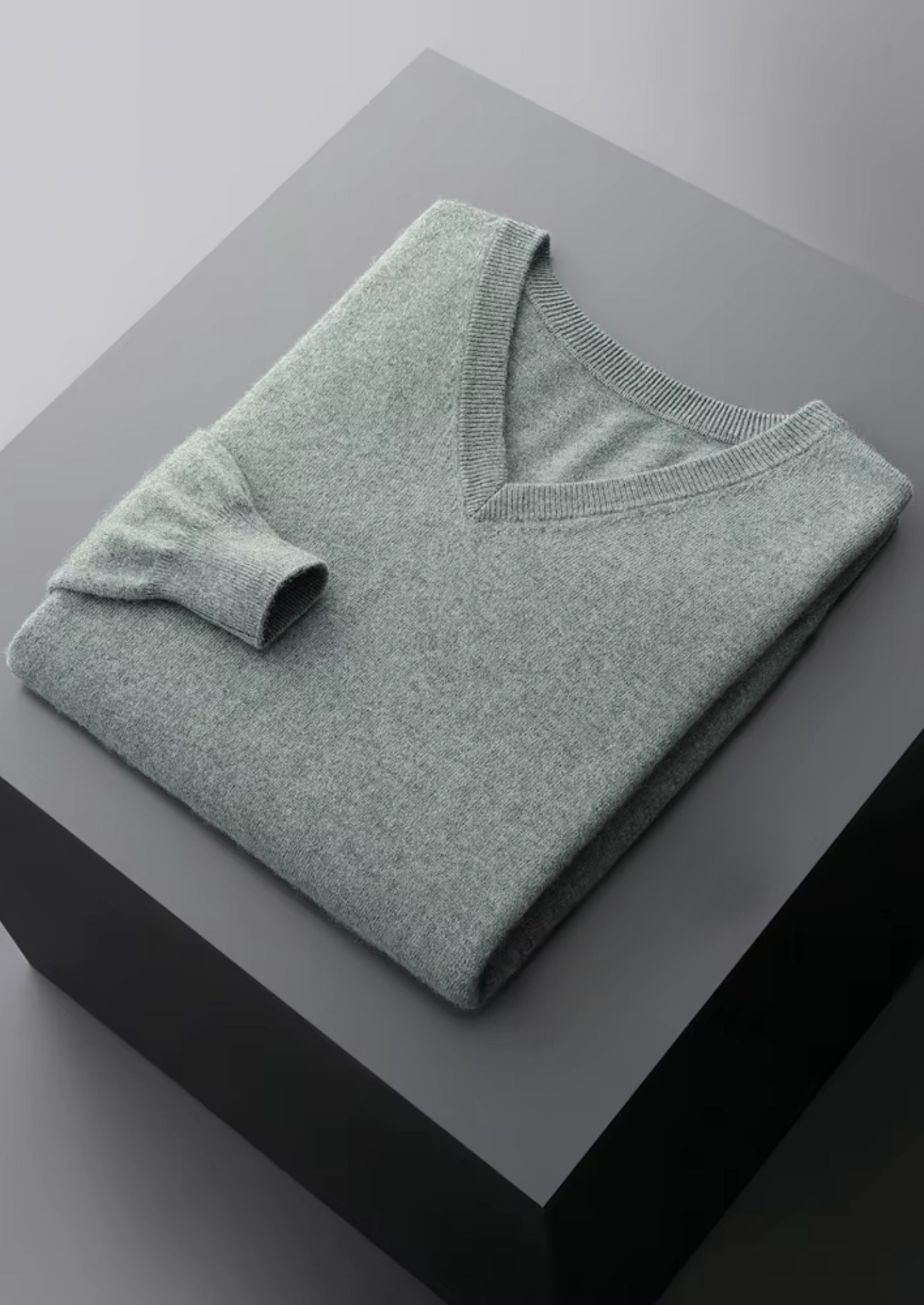 Jersey Clásico de Cuello de Pico de Lana Merino Extrafina Pura