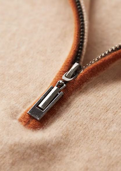 Premium Cashmere Two Tone Zipper Polo | Solmar