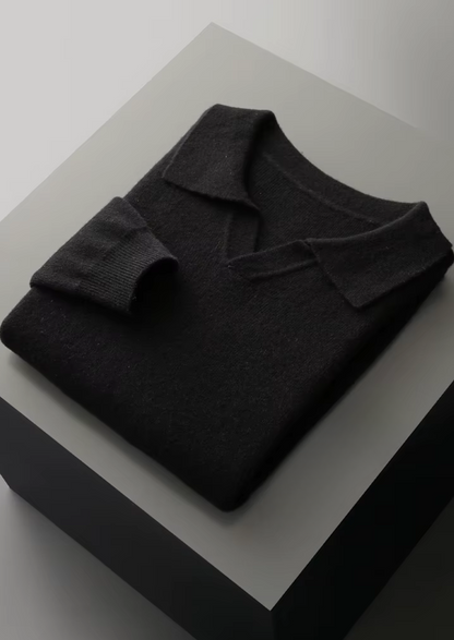 Pure Extra-Fine Merino Wool Ribbed Buttonless Polo | Solmar