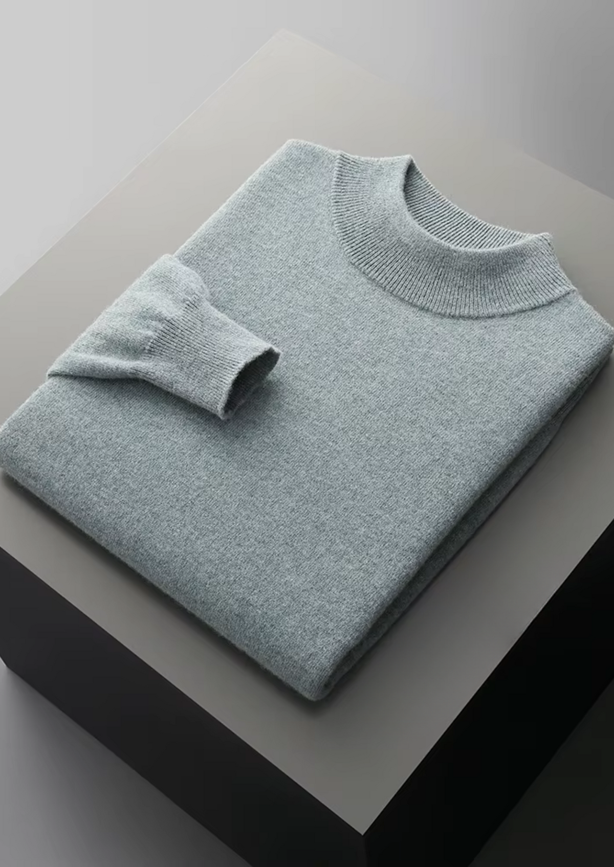 Jersey Clásico de Cuello Semi Alto de Lana Merino Extrafina Pura