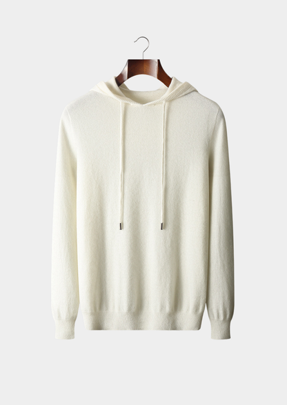 Pure Extra-Fine Merino Wool Ivory Leisure Hoodie | Solmar