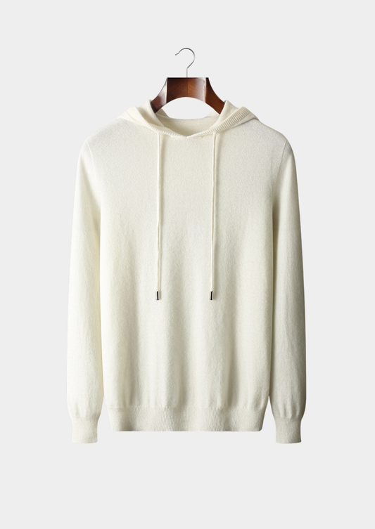 Pure Extra-Fine Merino Wool Ivory Leisure Hoodie | Solmar