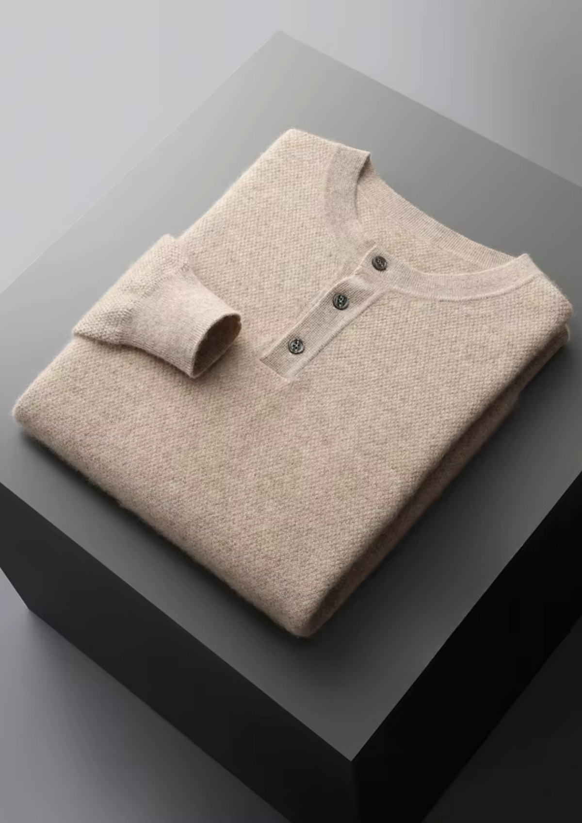 Premium Cashmere Classic Henley Sweater | Solmar