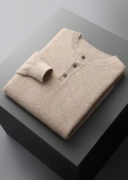 Premium Cashmere Classic Henley Sweater | Solmar