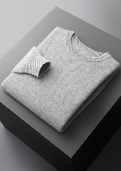 Jersey Clásico de Cuello Redondo de Lana Merino Extrafina Pura