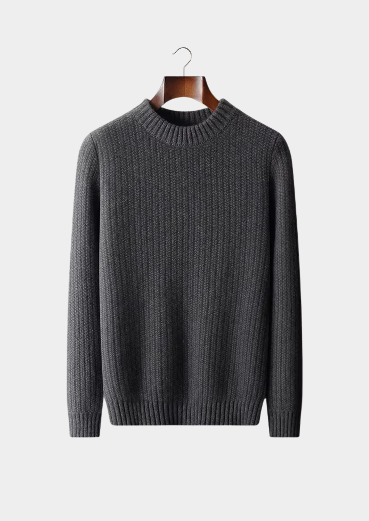 Pure Cashmere Dark Gray Heavyweight Crewneck | Solmar