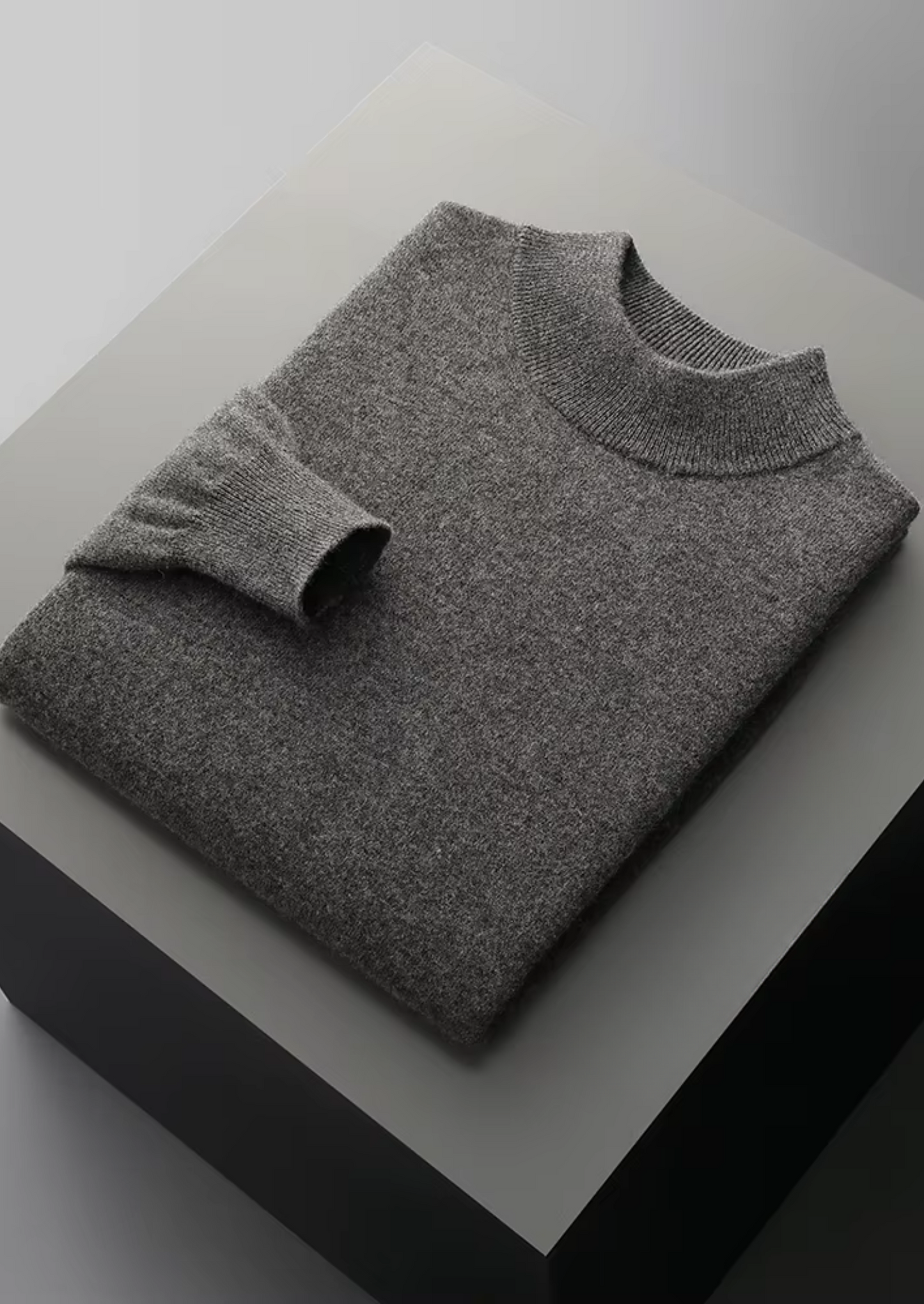 Jersey Clásico de Cuello Semi Alto de Lana Merino Extrafina Pura