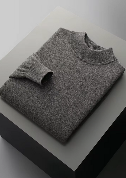 Jersey Clásico de Cuello Semi Alto de Lana Merino Extrafina Pura