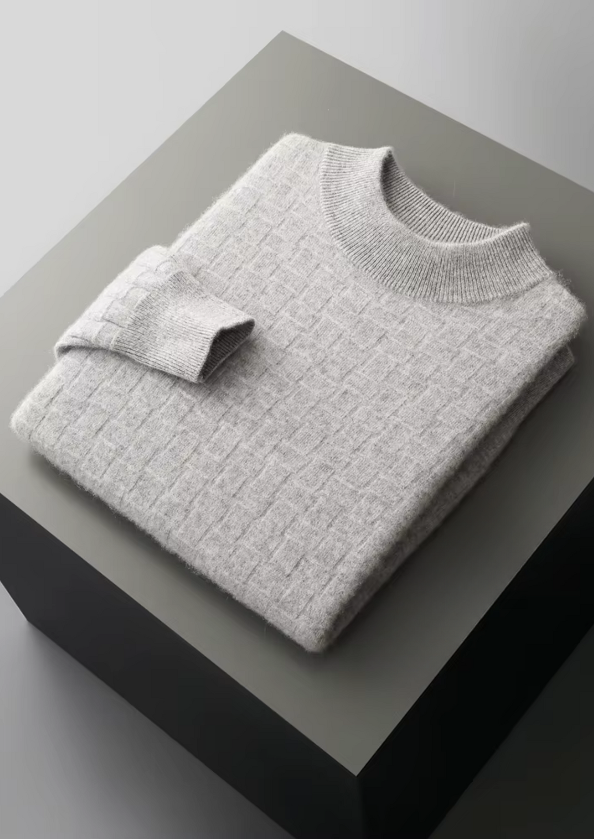 Pure Extra-Fine Merino Wool Textured Mockneck | Solmar