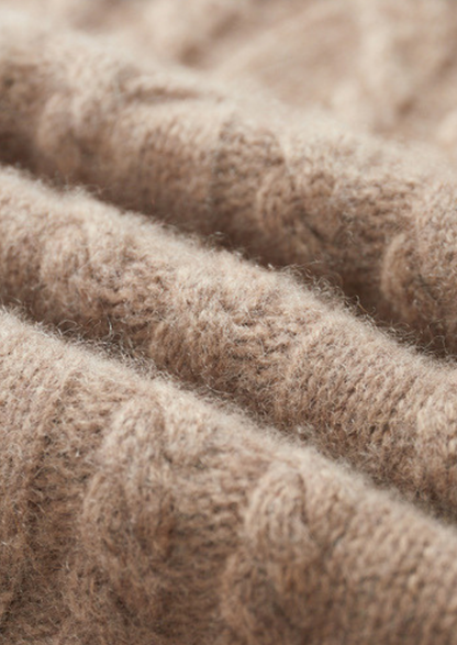 Pure Cashmere Beige Cable Half Zip Sweater | Solmar
