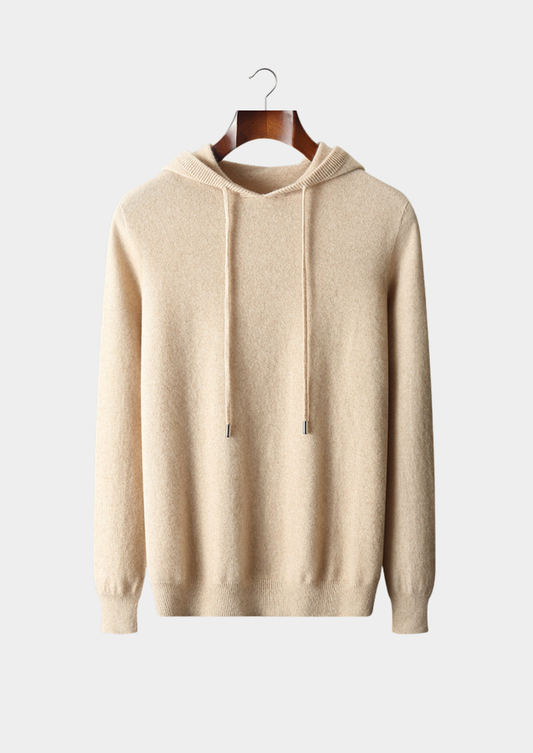 Pure Extra-Fine Merino Wool Sand Leisure Hoodie | Solmar